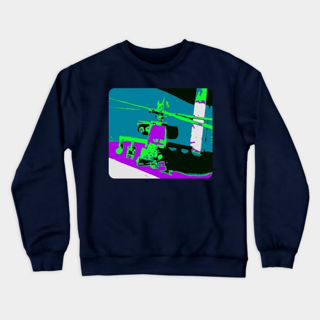 Apache Helicopter Art Poster Crewneck Sweatshirt by Retropenguin